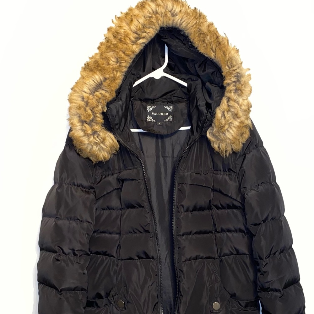 Valuker Womens Short Down Coat With Fur Hood